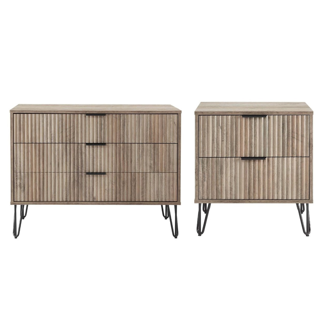 Manhattan Comfort DUMBO 3-Drawer Dresser and 2.0 Nightstand Modern Home Furniture Image 1