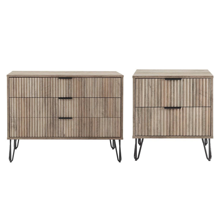 Manhattan Comfort DUMBO 3-Drawer Dresser and 2.0 Nightstand Modern Home Furniture Image 1