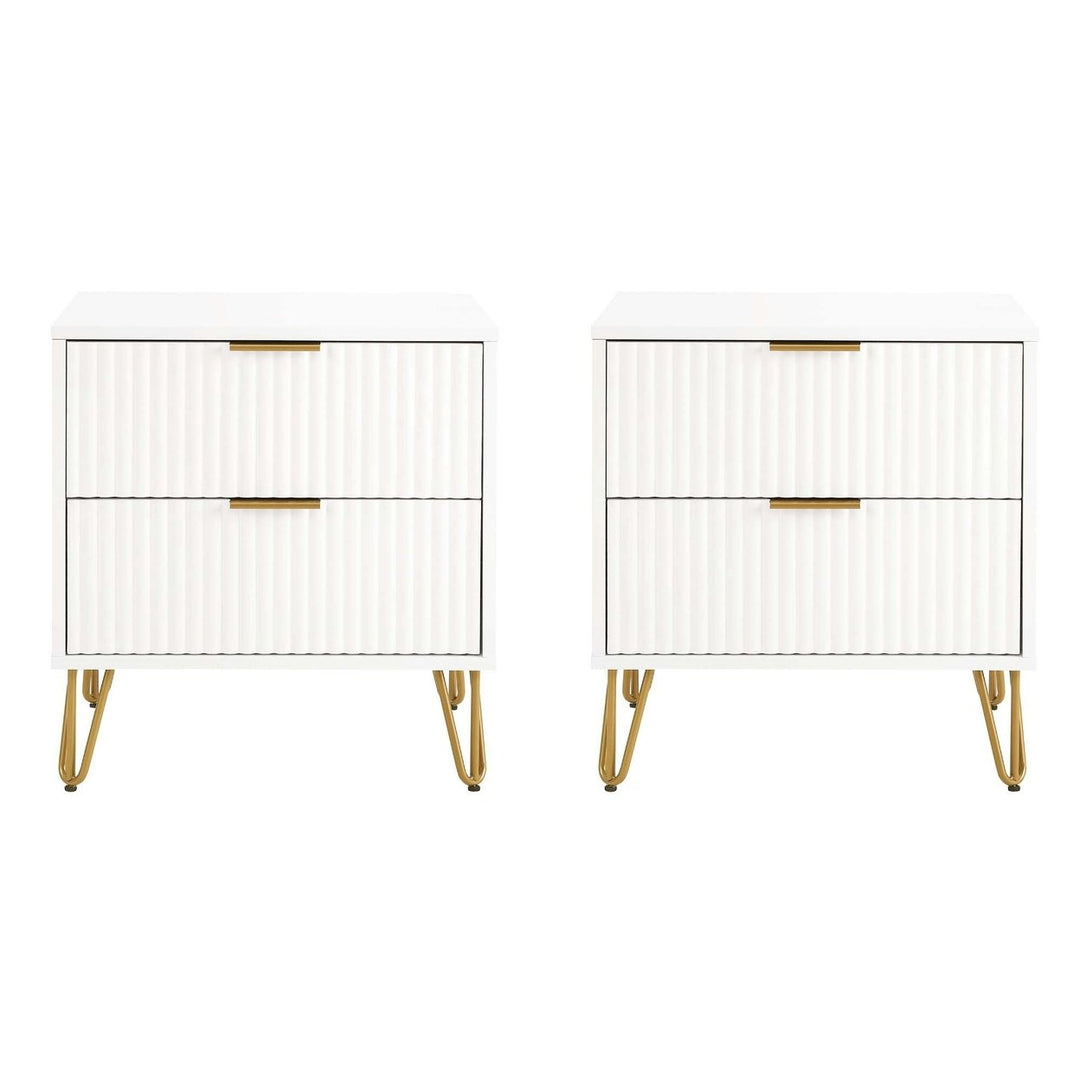 DUMBO 2.0 Modern Nightstand Set of 2 with 2 Drawers and Metal Feet - Manhattan Comfort Image 1