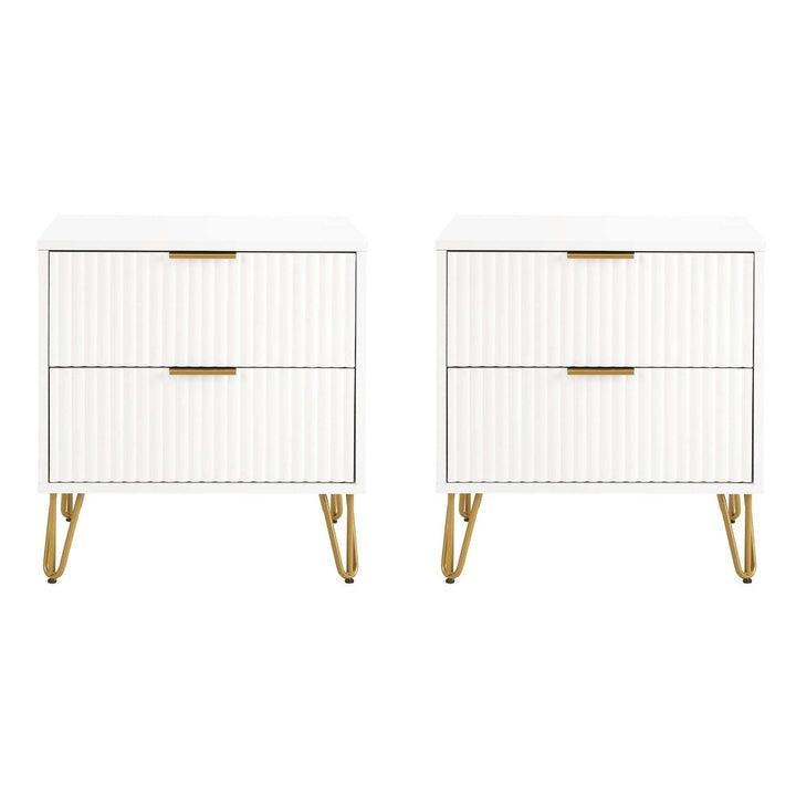 DUMBO 2.0 Modern Nightstand Set of 2 with 2 Drawers and Metal Feet - Manhattan Comfort Image 1