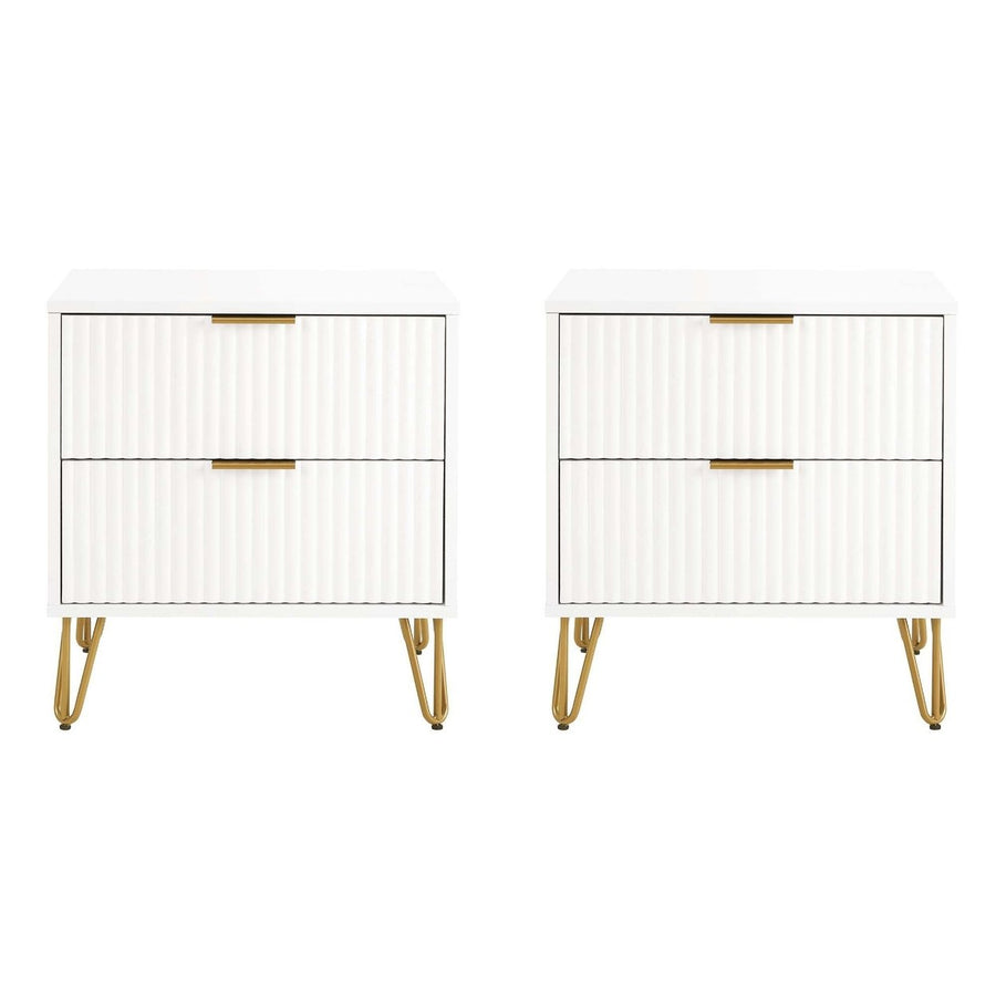 DUMBO 2.0 Modern Nightstand Set of 2 with 2 Drawers and Metal Feet - Manhattan Comfort Image 1