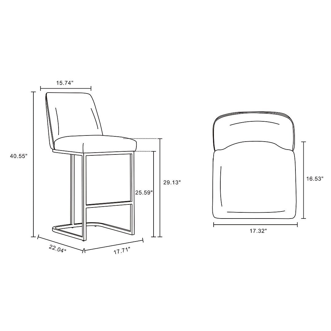 Serena Modern Leatherette Barstool Upholstered Metal Base Kitchen Counter Seat Image 3