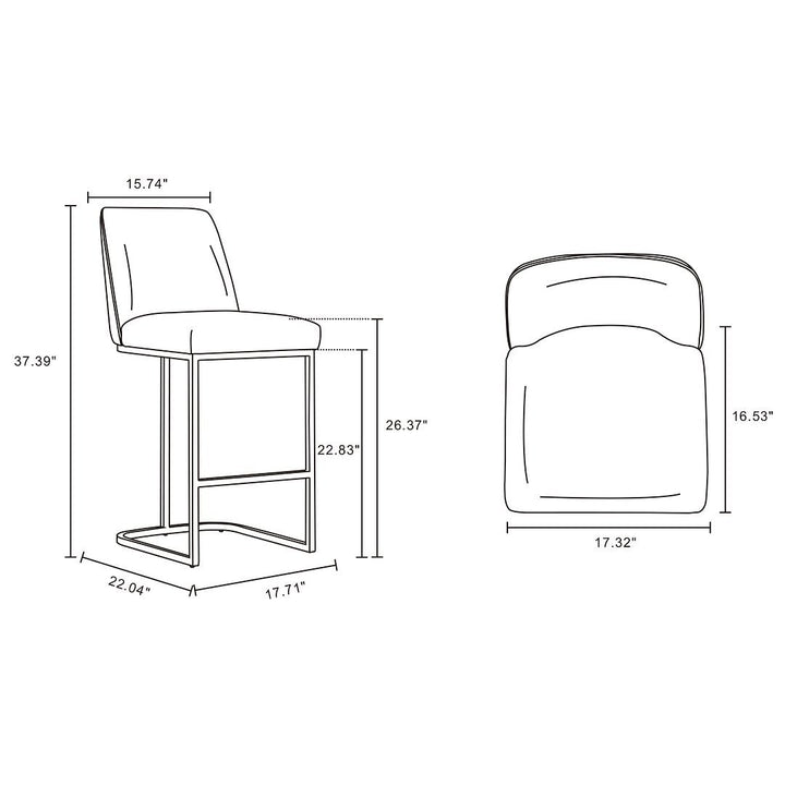 Serena Modern Leatherette Upholstered Counter Stool Metal Base Kitchen Bar Chair Image 3