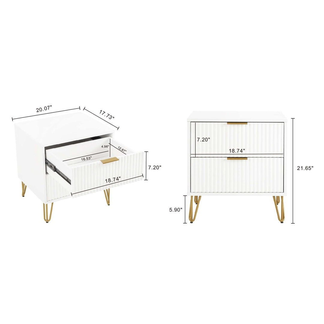 DUMBO 2.0 Modern Nightstand Set of 2 with 2 Drawers and Metal Feet - Manhattan Comfort Image 3