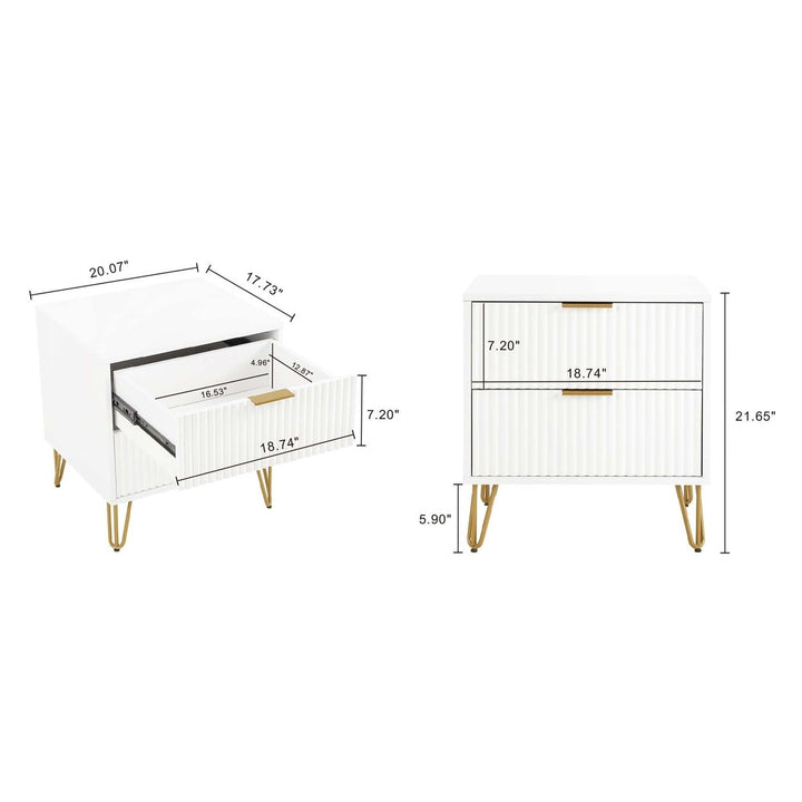 DUMBO 2.0 Modern Nightstand Set of 2 with 2 Drawers and Metal Feet - Manhattan Comfort Image 3