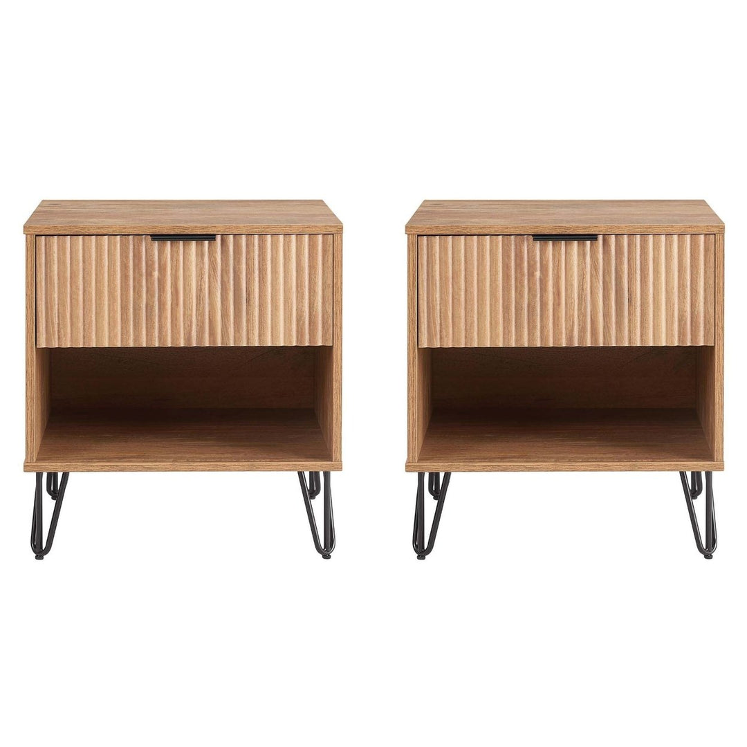 Manhattan Comfort DUMBO Nightstand Set of 2 1 Drawer Metal Feet Modern Design Image 5