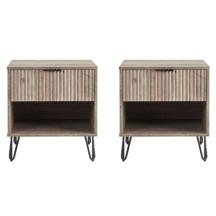 Manhattan Comfort DUMBO Nightstand Set of 2 1 Drawer Metal Feet Modern Design Image 6