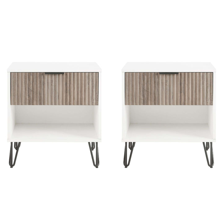 Manhattan Comfort DUMBO Nightstand Set of 2 1 Drawer Metal Feet Modern Design Image 9