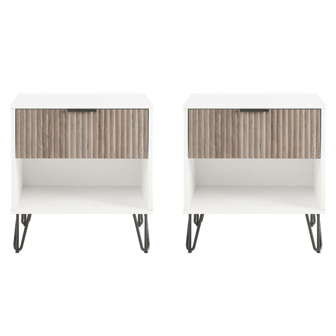 Manhattan Comfort DUMBO Nightstand Set of 2 1 Drawer Metal Feet Modern Design Image 1