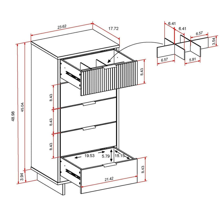 2-Piece Granville Modern Solid Wood Tall Narrow and Standard Dresser Set Image 3