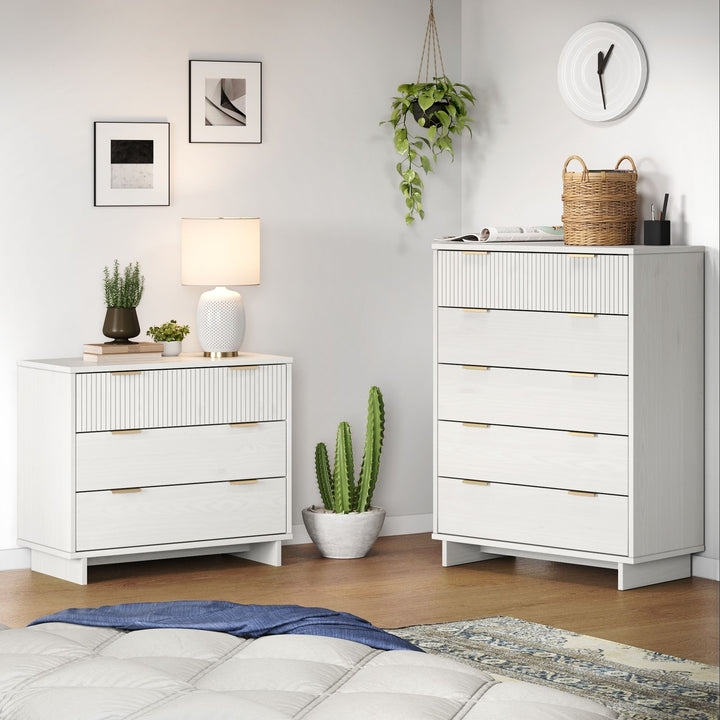 Granville Modern Solid Wood 2-Piece Tall Chest Dresser Set in Various Colors Image 2