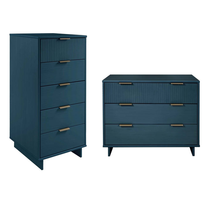 Granville 2-Piece Modern Solid Wood Dresser Set Tall Narrow UV Finish Multiple Colors Image 1