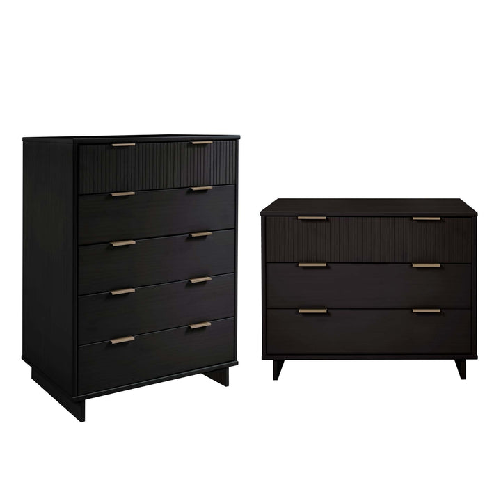 Granville Modern Solid Wood 2-Piece Tall Chest Dresser Set in Various Colors Image 4