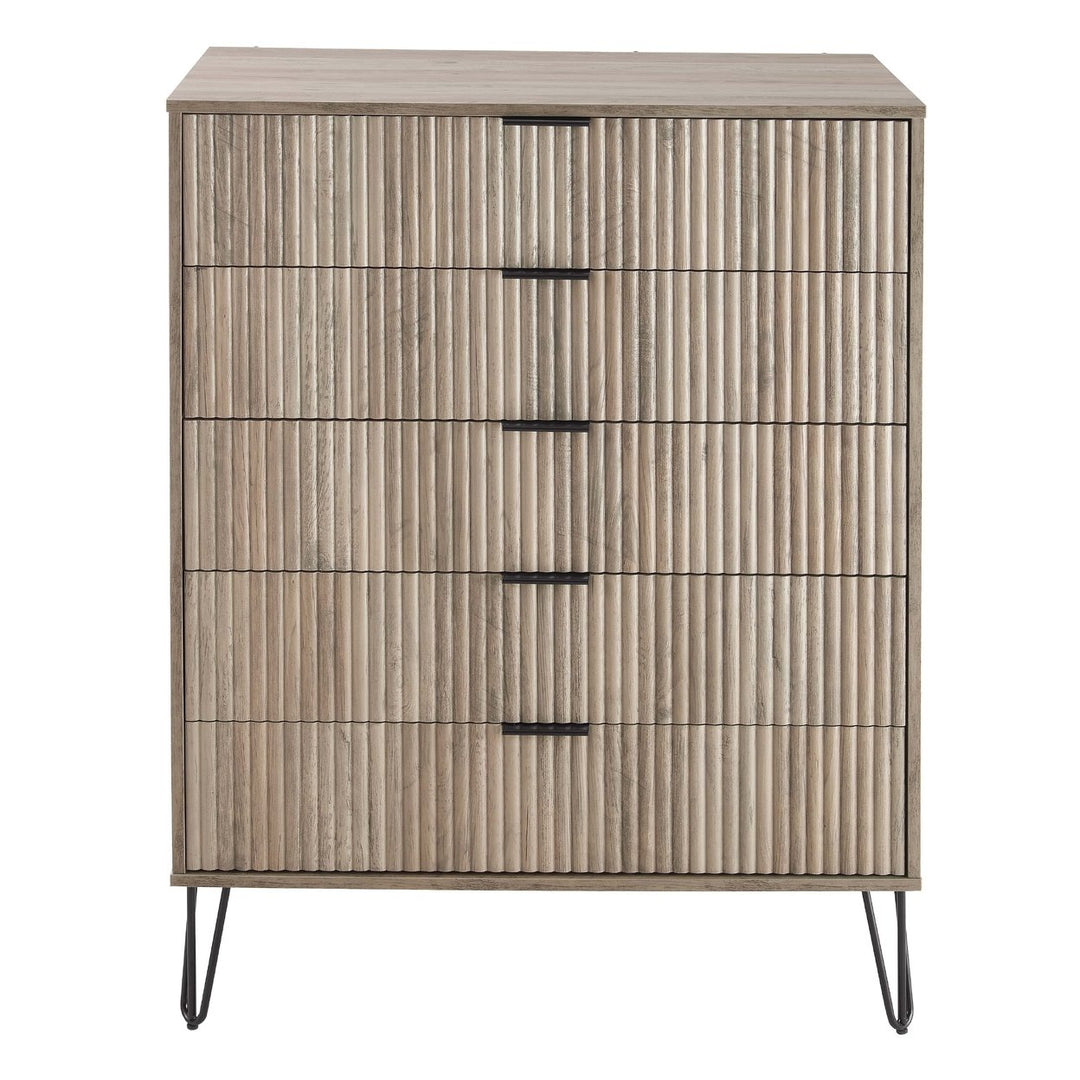 Manhattan Comfort DUMBO Modern 5-Drawer Tall Dresser Soft Close Drawers Grey Image 1