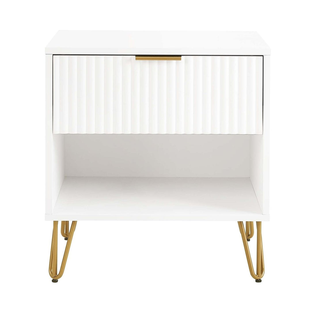 Manhattan Comfort DUMBO Modern Nightstand 1 Drawer Metal Feet Multiple Colors Image 1