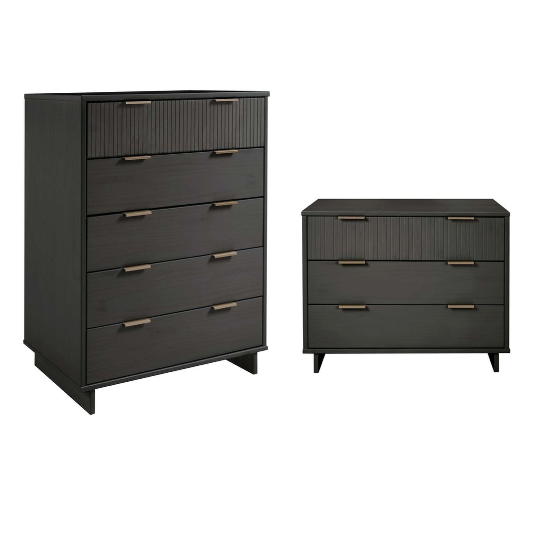 Granville Modern Solid Wood 2-Piece Tall Chest Dresser Set in Various Colors Image 7