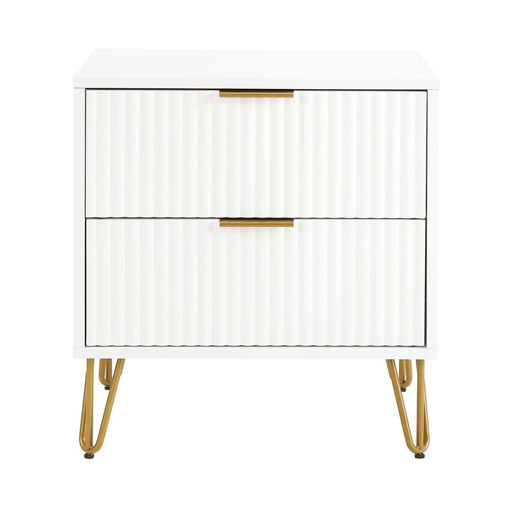 Manhattan Comfort Dumbo Modern Nightstand 2 Drawer Metal Feet Multiple Colors Image 1