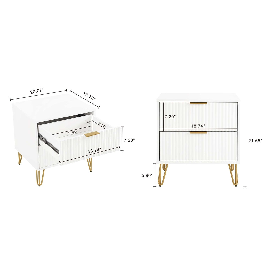 Manhattan Comfort Dumbo Modern Nightstand 2 Drawer Metal Feet Multiple Colors Image 3