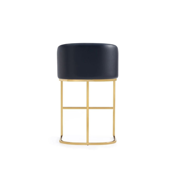 Louvre Mid-Century Modern Leatherette Upholstered Counter Stool in Black and Titanium Gold- Set of 3 Image 8