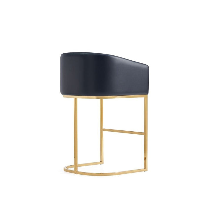 Louvre Mid-Century Modern Leatherette Upholstered Counter Stool in Black and Titanium Gold Image 7