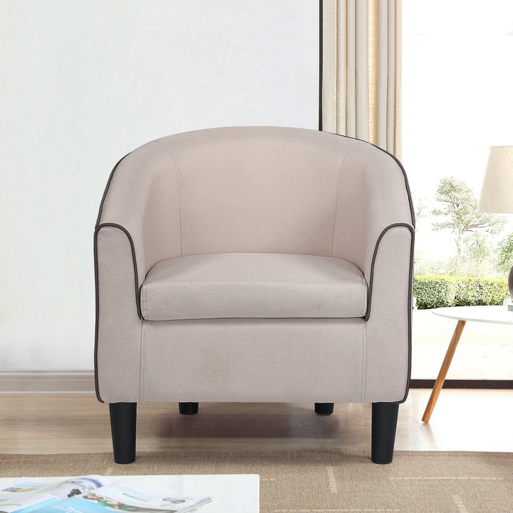 Modern Accent Arm Chair for Living Room Bedroom Small Spaces Apartment Office Fabric Beige Image 2