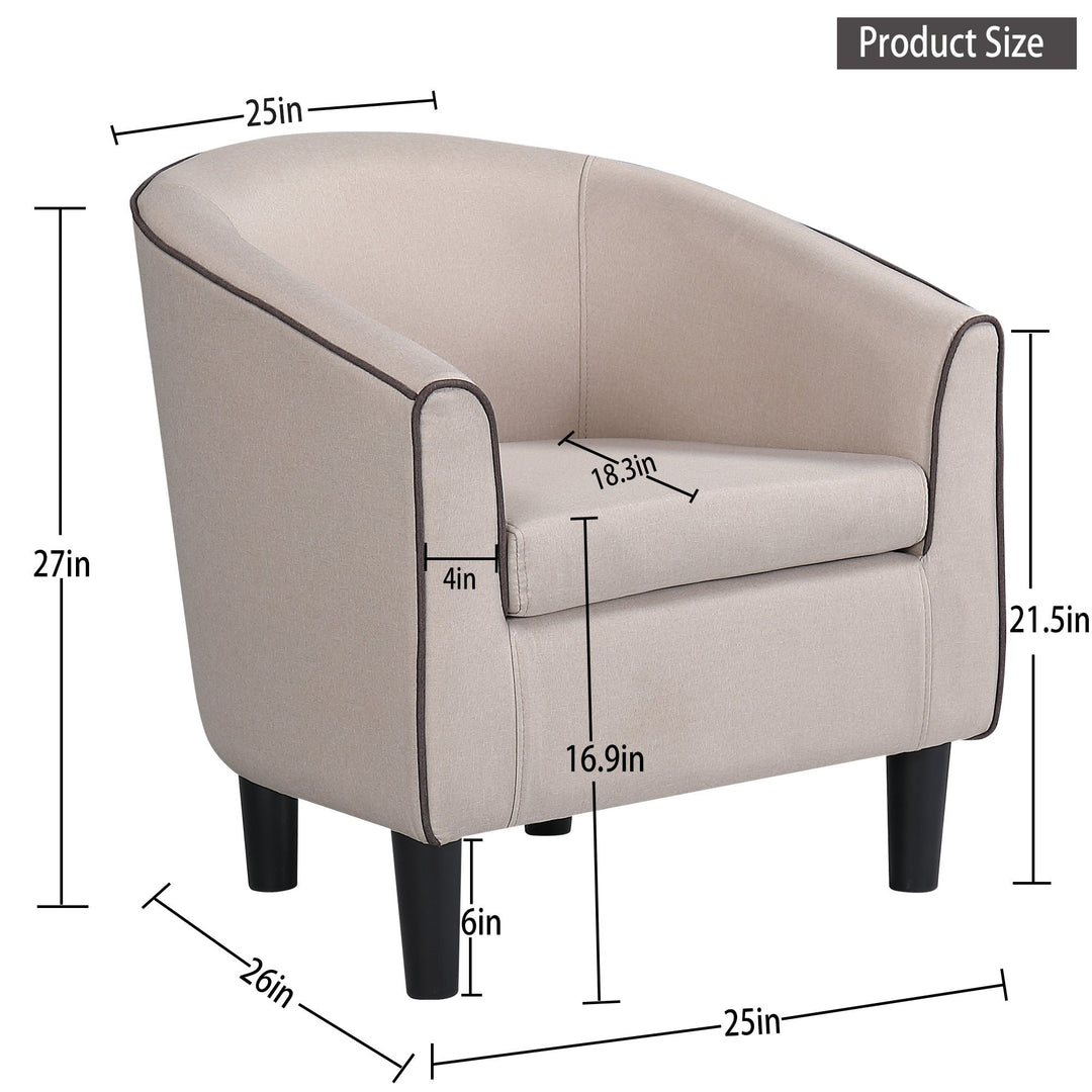 Modern Accent Arm Chair for Living Room Bedroom Small Spaces Apartment Office Fabric Beige Image 4