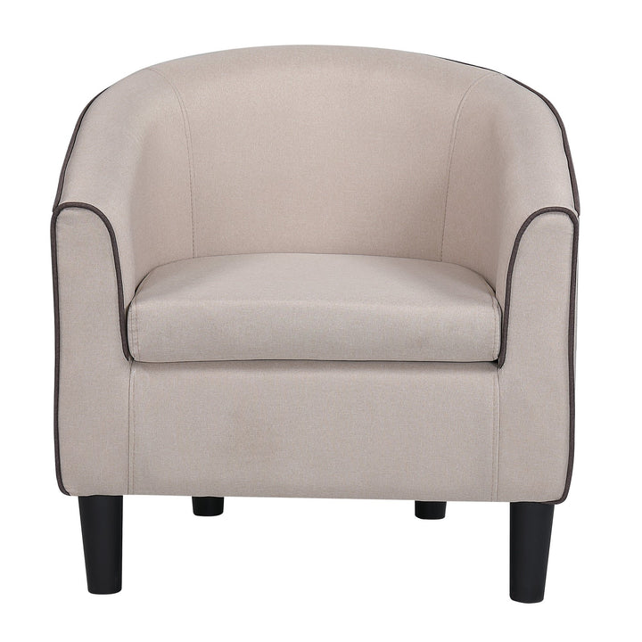 Modern Accent Arm Chair for Living Room Bedroom Small Spaces Apartment Office Fabric Beige Image 5