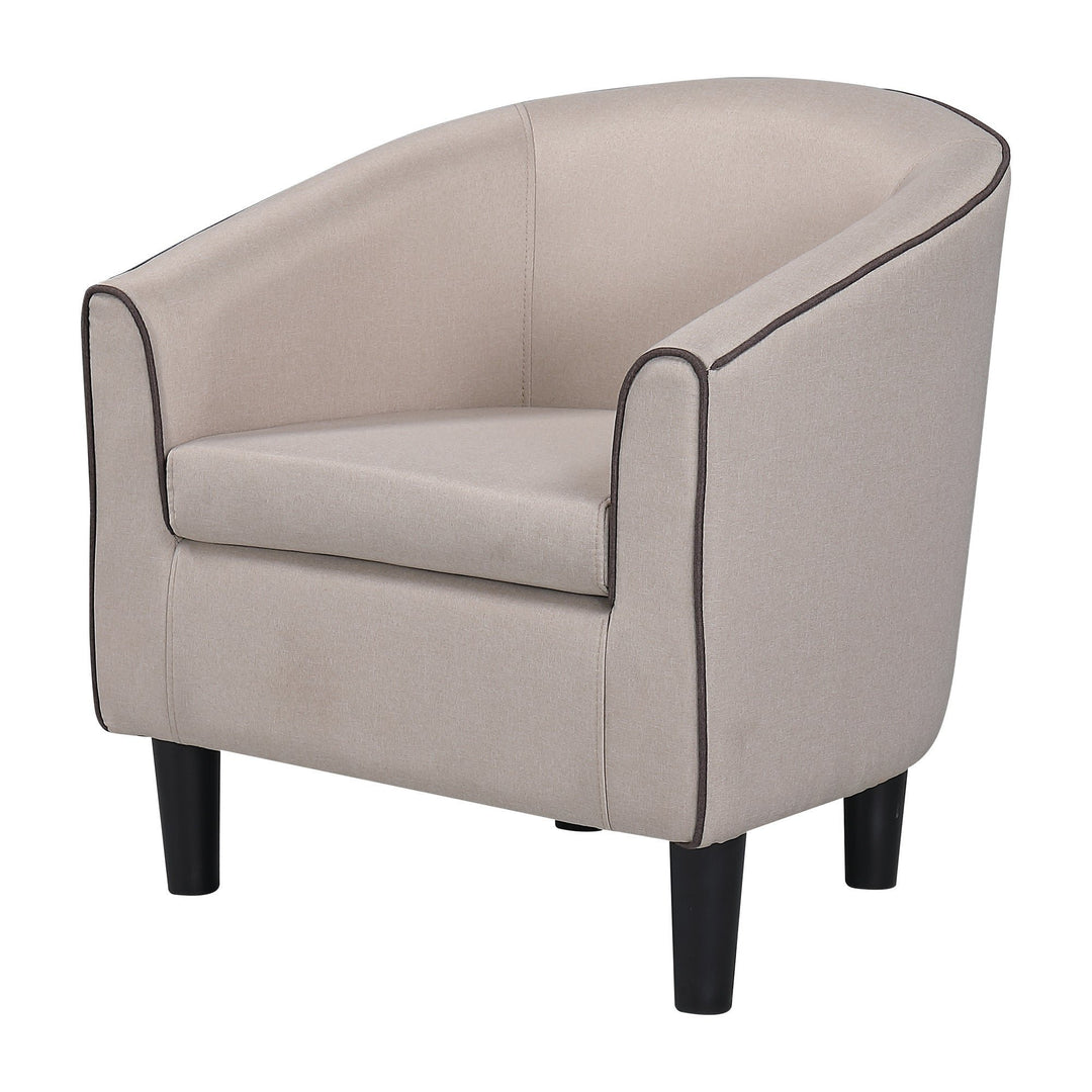 Modern Accent Arm Chair for Living Room Bedroom Small Spaces Apartment Office Fabric Beige Image 6