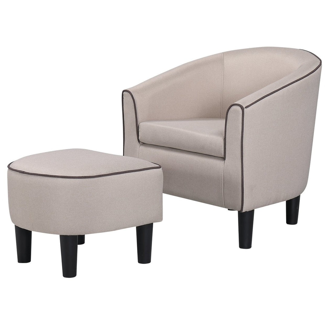 Modern Accent Arm Chair for Living Room Bedroom Small Spaces Apartment Office Fabric Beige Image 10