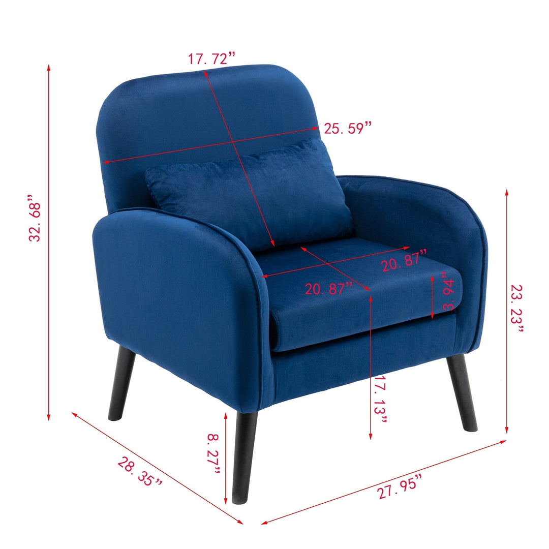 Modern Accent Chair Navy Fabric Soft Seat Solid Wood Legs Living Room Bedroom Image 7