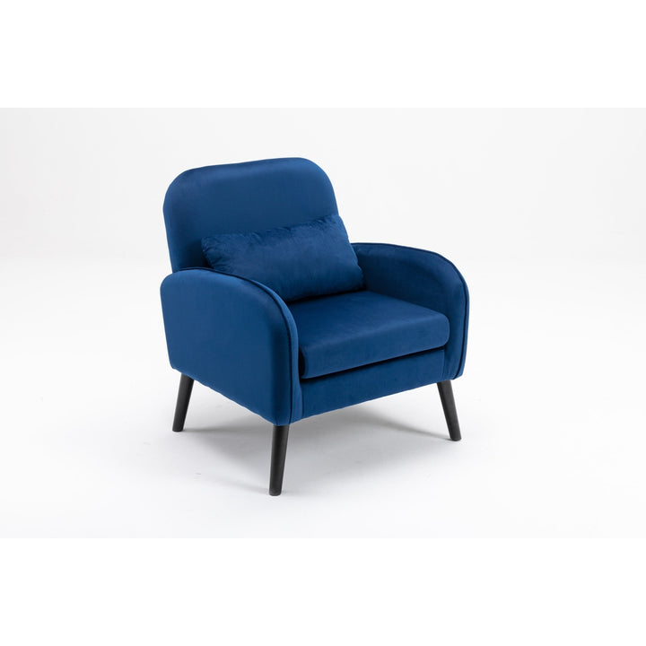 Modern Accent Chair Navy Fabric Soft Seat Solid Wood Legs Living Room Bedroom Image 12