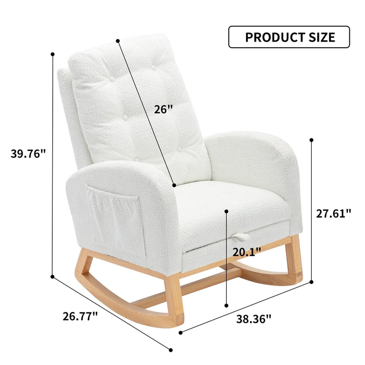 Modern Rocking Chair with Footrest High Back Rubber Wood 26.77D X 38.36W Image 11