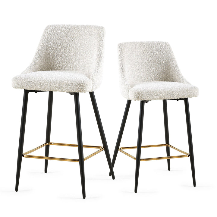 Modern Beige Swivel Bar Chair Set of 2 Metal High Bar Stools Kitchen Furniture Image 5