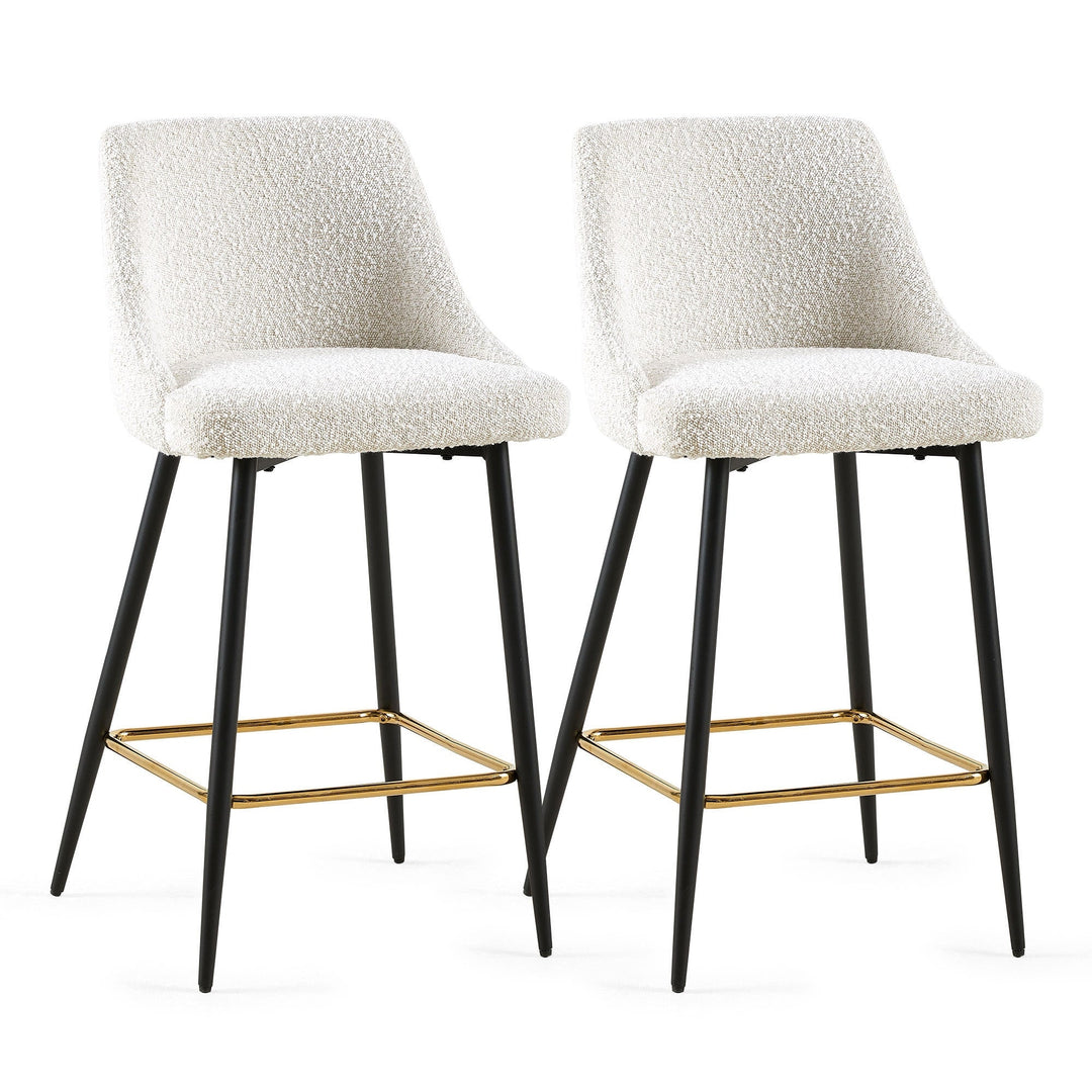 Modern Beige Swivel Bar Chair Set of 2 Metal High Bar Stools Kitchen Furniture Image 6