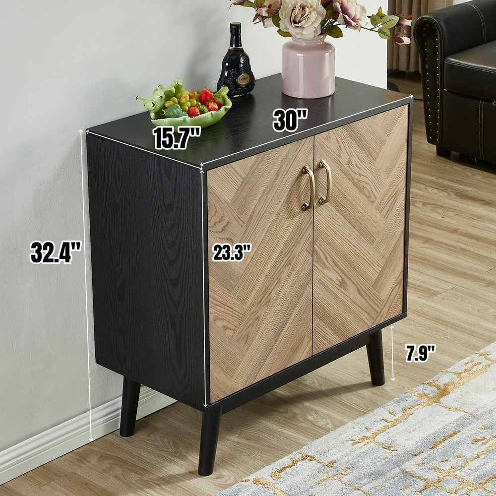 Modern Buffet Storage Cabinet with Doors and Shelves for Kitchen Office Dining Room Living Room Image 2