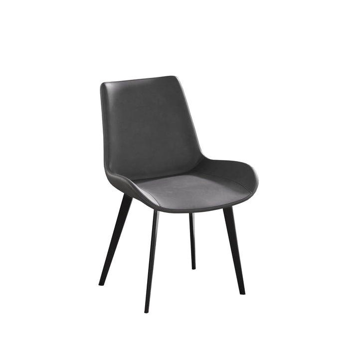 Modern Grey Dining Chair Set of 2 with Black Metal Legs Ergonomic Design Image 7