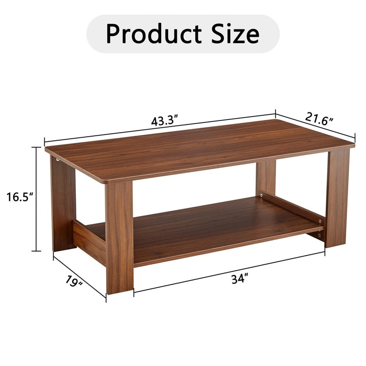 Walnut Textured Coffee Table MDF Double Layered Living Room 43.3x21.6x16.5 inches Image 5