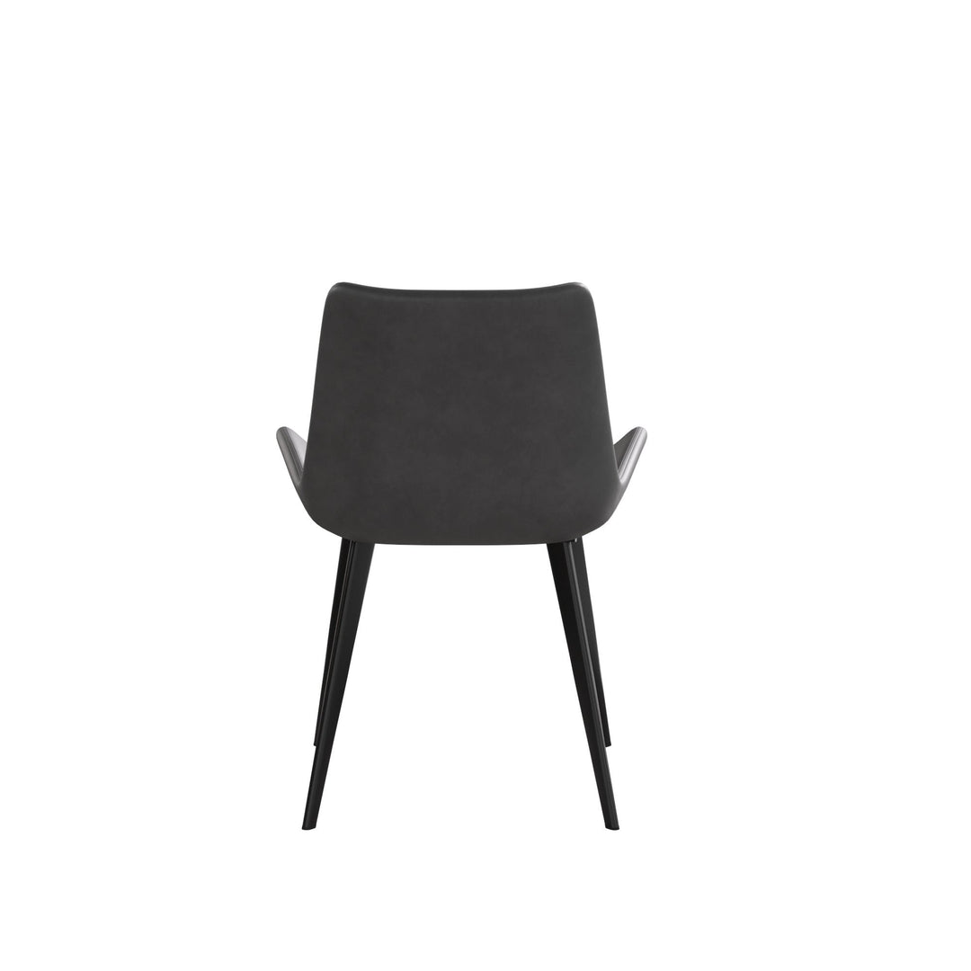 Modern Grey Dining Chair Set of 2 with Black Metal Legs Ergonomic Design Image 8