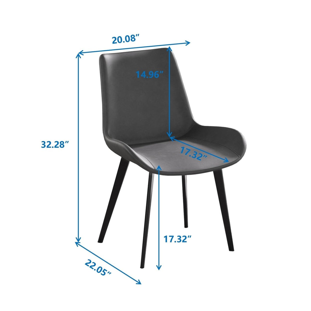 Modern Grey Dining Chair Set of 2 with Black Metal Legs Ergonomic Design Image 10