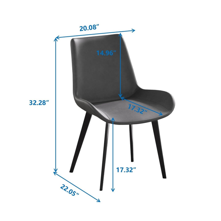 Modern Grey Dining Chair Set of 2 with Black Metal Legs Ergonomic Design Image 10