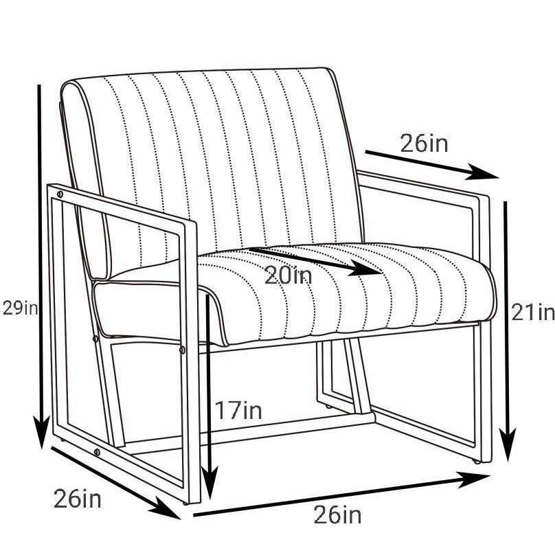 PU Brown Steel Armchair Modern Design for Kitchen Dining Living Room 26.77" Wide Image 12