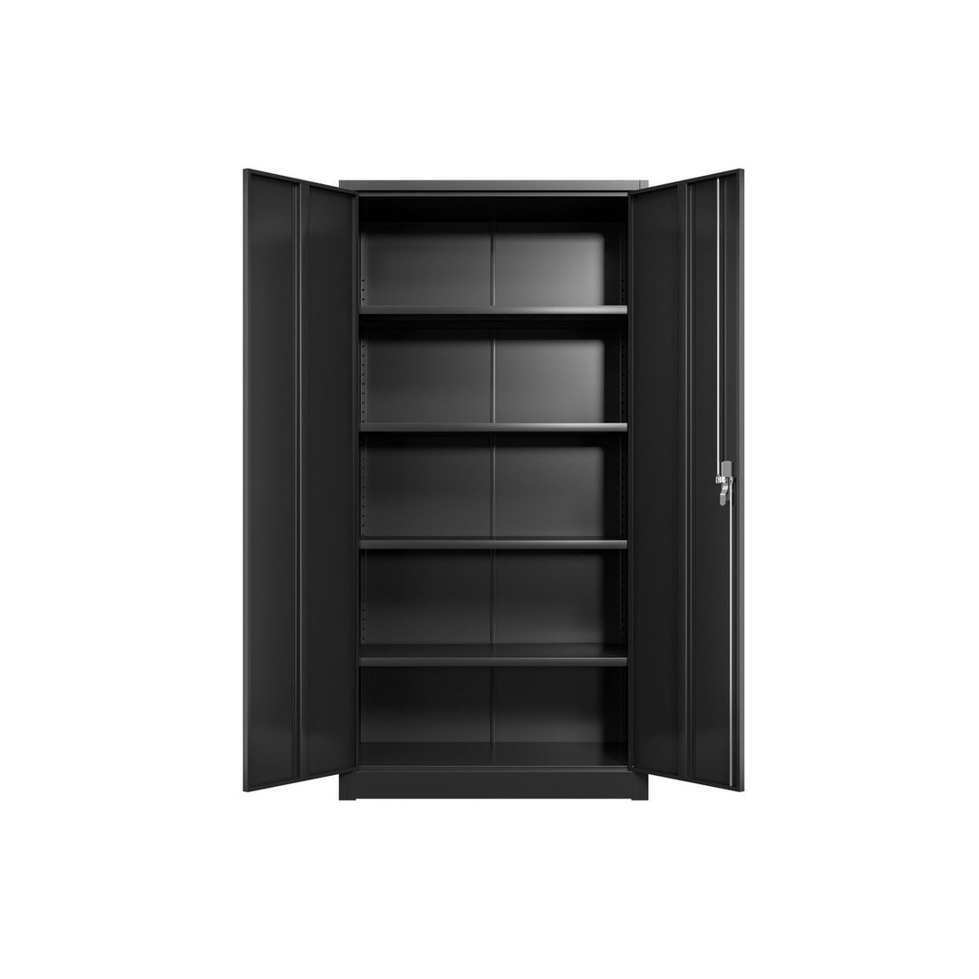 Heavy Duty Steel Storage Cabinet with Adjustable Shelves and Lockable Doors for Office and Garage Organization Image 3