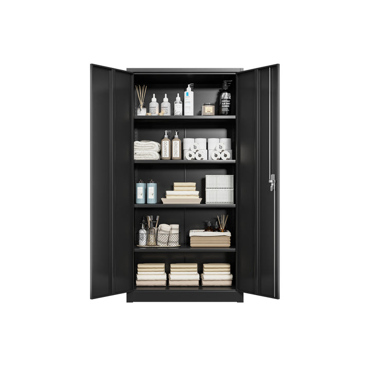 Heavy Duty Steel Storage Cabinet with Adjustable Shelves and Lockable Doors for Office and Garage Organization Image 5