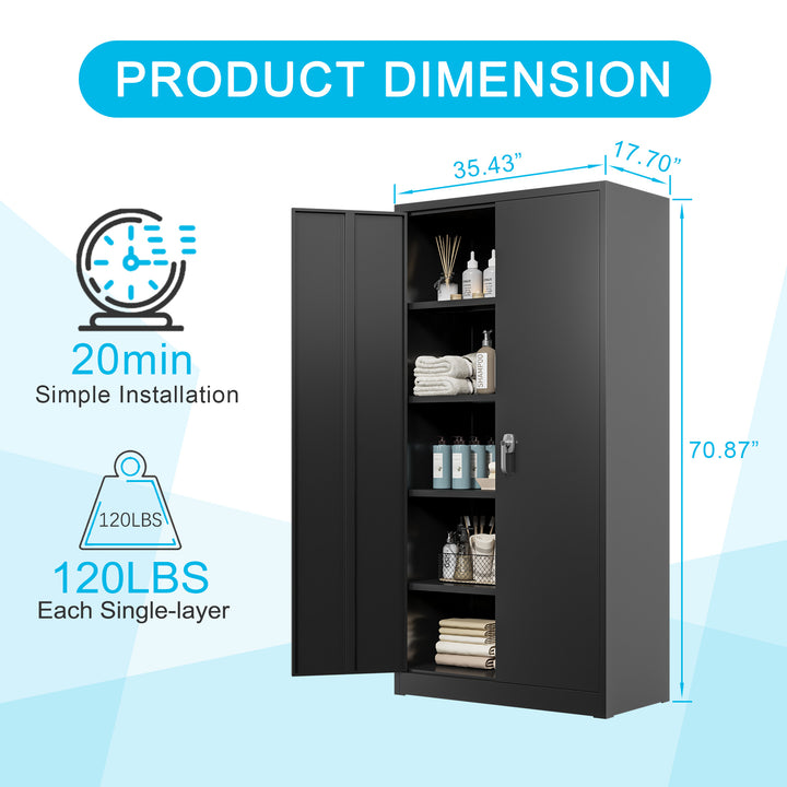 Heavy Duty Steel Storage Cabinet with Adjustable Shelves and Lockable Doors for Office and Garage Organization Image 9