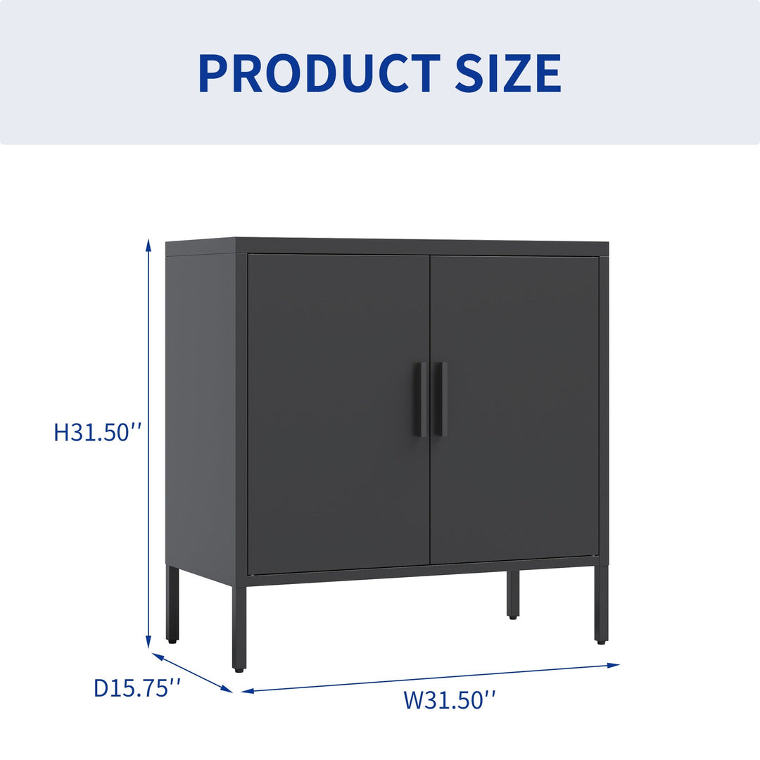 Metal Storage Cabinet with 2 Doors and 2 Adjustable Shelves, Lockable Garage Storage Cabinet, File Cabinet for Home Image 4