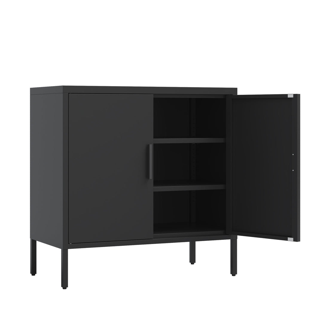 Metal Storage Cabinet with 2 Doors and 2 Adjustable Shelves, Lockable Garage Storage Cabinet, File Cabinet for Home Image 7