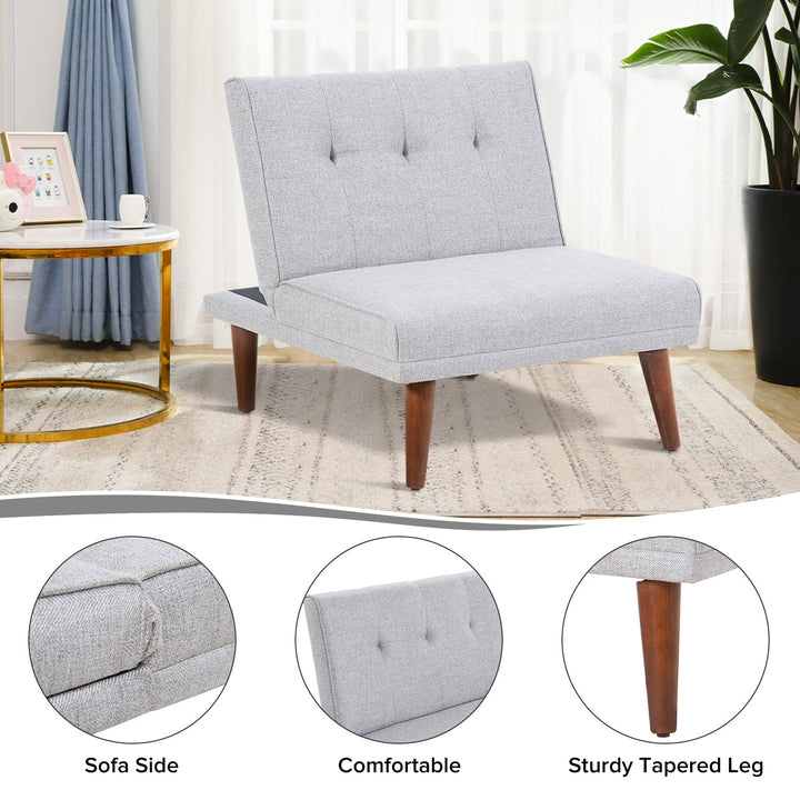 Mini Couches, Small Recliner Futon Chair with Adjustable Backrest, Armless Living Room Couch for Small Space, Bedroom, Image 4