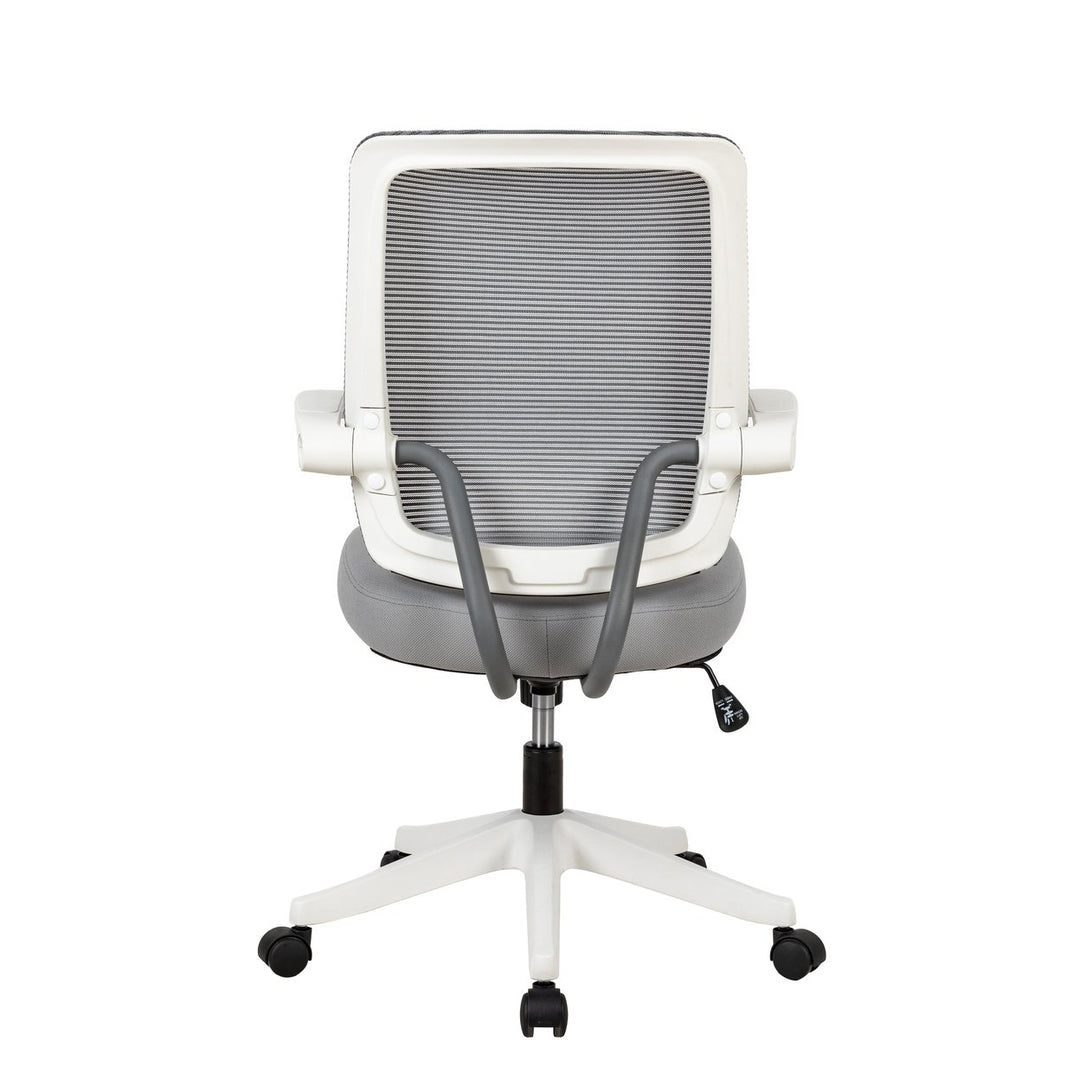Mid-Mesh Task Chair with Flip Up Arms and Tilt Function, MAX 105, 300LBS, Grey with White Frame Image 9