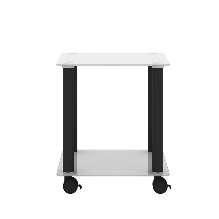 Modern 2-Tier White Black Side Table with Storage Shelf End Table 15.75x15.75 Image 6