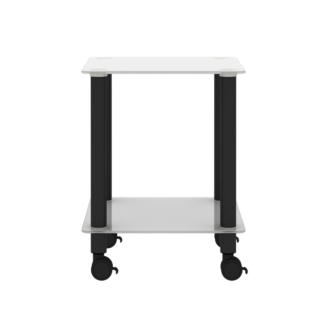 Modern 2-Tier White Black Side Table with Storage Shelf End Table 15.75x15.75 Image 7